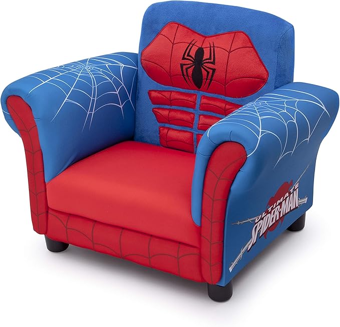 Delta Children Figural Upholstered Chair, Marvel Spider Man (Blue, Red) - LeafyLoom