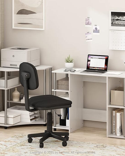 Furinno Jaya Computer Study Desk, White Oak/Stainless Steel - LeafyLoom