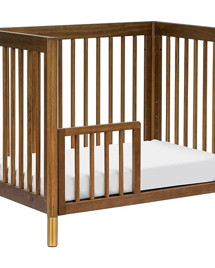 babyletto Gelato 4-in-1 Convertible Mini Crib in Natural Walnut and Brushed Gold Feet, Greenguard Gold Certified - LeafyLoom