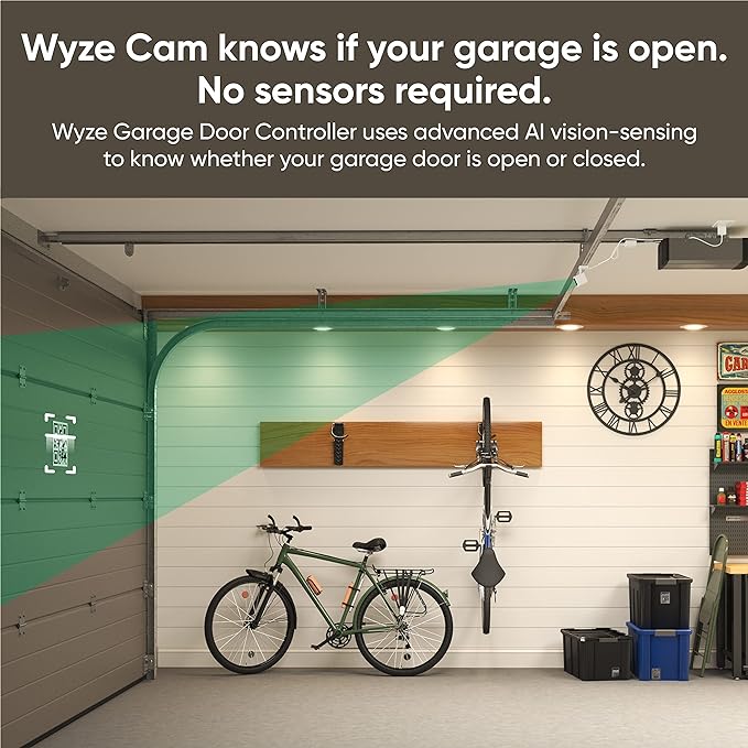 Wyze Smart Garage Door Opener w/built-in HD Video, Remotely Control Garage Door, 1080p HD Video w/Color Night Vision, Two-Way Audio WYZE