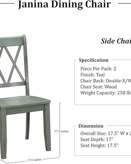 Homelegance Dining Chair (Set of 2), Teal - LeafyLoom