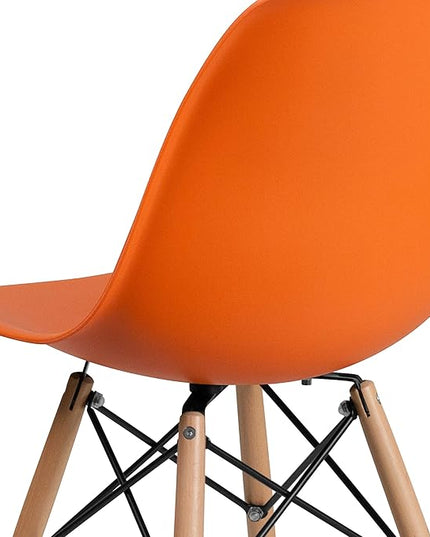 Flash Furniture Elon Series Orange Plastic Chair with Wooden Legs - LeafyLoom
