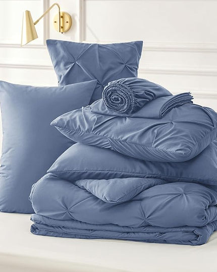Bedsure Twin XL Comforter Set - Extra Long 5 Pieces Dorm Bedding Sets, Twin XL Bed in a Bag with Comforter, Sheets, Pillowcase & Sham - LeafyLoom