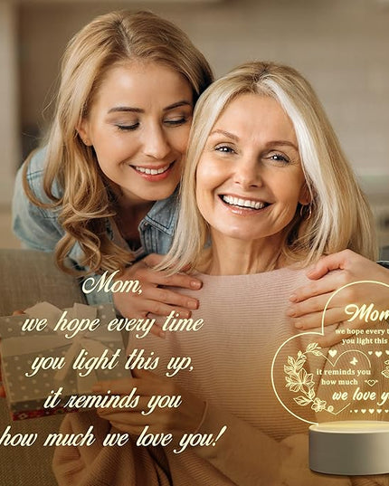 Mothers Day Gift for Mom from Daughter or Son, Thoughtful Birthday Gifts for Mom - Heart-shaped Night Light with Warm Words - Best Mom Gift Ideas - Perfect Mom Birthday Gifts - LeafyLoom