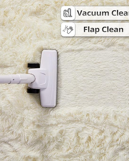 YOBATH Fluffy Shag Area Rug, Rugs for Bedroom 4x6 Feet, Plush Shaggy Rug for Living Room, Indoor Modern Bedside Rug for Kids Girls Boys Room, Shag Carpet for Dorm Nursery Room, Cream White - LeafyLoom