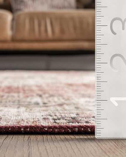 nuLOOM Emani Machine Washable Medallion Ultra Thin Area Rug, 4' x 6', Multi - LeafyLoom