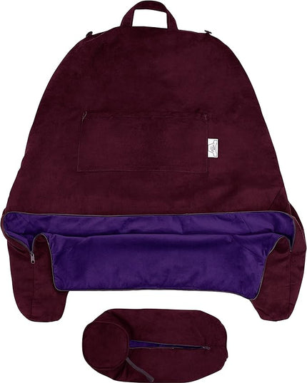 Husband Pillow XXL Cover Aspen Edition Mauve Purple, Reversible Microfiber to Microsuede, Side & Back Pockets - Handle for Easy Transport - Super Cozy Bed Rest Pillow Cover with Arms - Easy Care - LeafyLoom