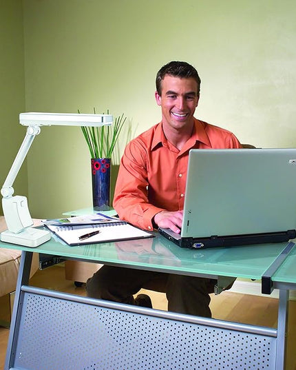 OttLite 13W Slimline Desk Lamp - Home, Office, Bedroom, or Reading (White) - LeafyLoom