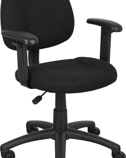 Boss Office Products Perfect Posture Delux Fabric Task Chair with Adjustable Arms in Black - LeafyLoom