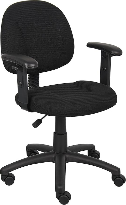 Boss Office Products Perfect Posture Delux Fabric Task Chair with Adjustable Arms in Black - LeafyLoom