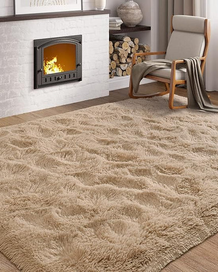 Softlife Rug for Living Room 5.3x7.6 Feet Area Rug for Bedroom Super Soft Shaggy Rugs for Kids Room Fluffy Fuzzy Carpets Long Plush Bedside Rug Nursery Christmas Home Decor for Boys Girls, Beige - LeafyLoom