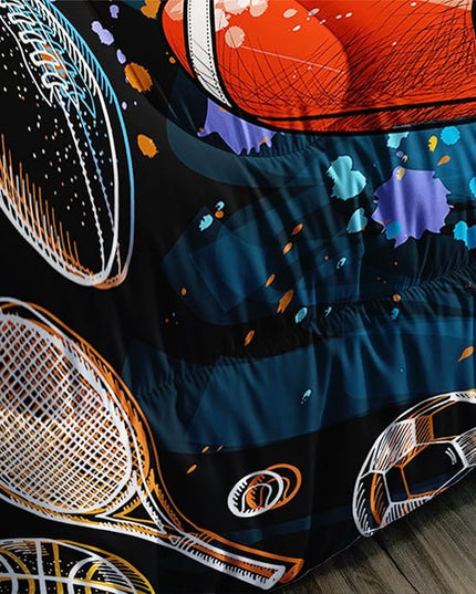 Axolotl Ball Game Bedding Set Full,Basketball Comforter Set Sports Bedding,Volleyball Comforter Set Soccer Bedding,Football Comforter Colorful Grunge Style for Kids Boys Teens,1 Quilt 2 Pillowcases - LeafyLoom