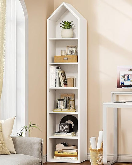 YITAHOME 73" Tall Narrow Bookshelf, Modern Open 5 Tier Bookcase, Wooden Shelf Stand for Small Spaces, Display Shelving Storage Rack for Bedroom, Living Room, Home Office, White - LeafyLoom