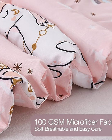JSD Pink Unicorn Kids Comforter Set for Girls, 2 Pieces Twin Microfiber Comforter with Pillow Sham, Soft Comfortable Machine Washable - LeafyLoom