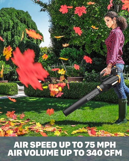 Worx 20V Cordless Leaf Blower WG547.9, Electric Blower, Powerful Turbine Fan Technology, 2-Speed Control, for One-Hand Operation, PowerShare – Bare Tool Only - LeafyLoom