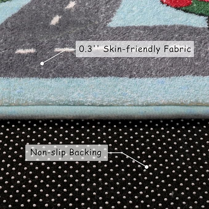 LIVEBOX Kids Rug 3'x5' Car Rug Play Mat for Playing Cars Toys, City Life Playroom Rug Educational Carpet for Children Boy Girl,Road Traffic Nursery Rug for Kids Room Play Area - LeafyLoom