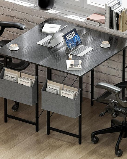 Pamray 47 Inch Computer Desk for Small Spaces with Storage Bag, Home Office Work Desk with Headphone Hook, Small Office Desk Study Writing Table - LeafyLoom