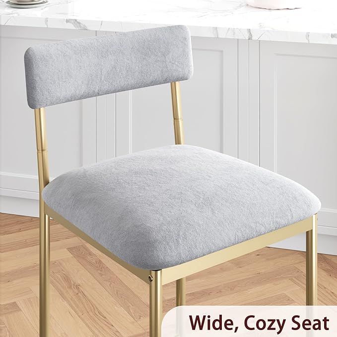 Dining Table Set for 2, Kitchen Table and Velvet Upholstered Chairs for 2, 3 Piece Counter Height Bar Table Set with 3 Large Storage Shelves for Small Space, Apartment, Gray and Gold White - LeafyLoom