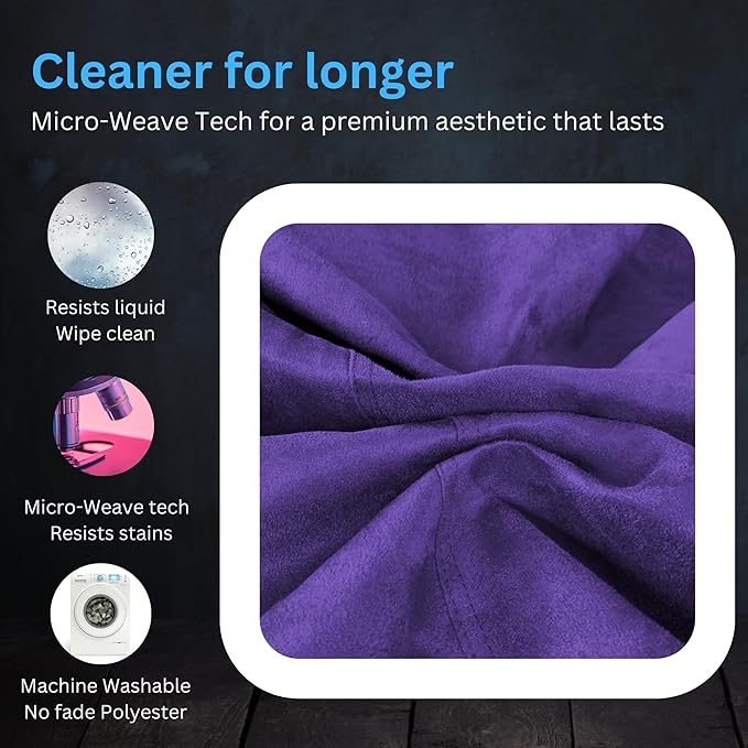 Bean Bag Chair Cover (No Filler) | Fur Resistant Microsuede | Adult Size | Stuffed Animal Storage for Kids Or Adults | Double Stitched | Durable Zipper | Soft Premium - LeafyLoom