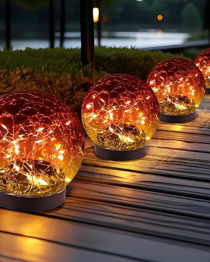 Solar Globe Lights Outdoor Waterproof-Solar Balls for Garden-Cracked Glass Ball Solar Lights Outdoor-Solar Orbs for Outside-Outdoor Decorations for Patio and Yard Lawn Backyard Decor JKIMK