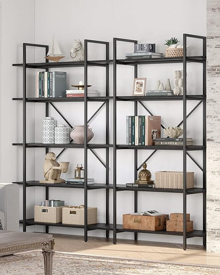 GAOMON 5 Tier Bookshelf, 67.9” Book Shelves for Living Room, Large Bookcase with 5 Open BookShelves, Display Shelves for Home Office, Study Room, Living Room, Bed Room-Black - LeafyLoom