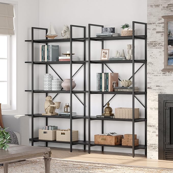 GAOMON 5 Tier Bookshelf, 67.9” Book Shelves for Living Room, Large Bookcase with 5 Open BookShelves, Display Shelves for Home Office, Study Room, Living Room, Bed Room-Black - LeafyLoom