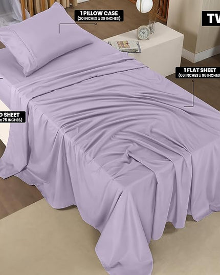 Utopia Bedding Twin XL Sheets - 3 Piece Bedding - Brushed Microfiber - Shrinkage and Fade Resistant - Easy Care (Twin XL Twin Extra Long Lavender) - LeafyLoom