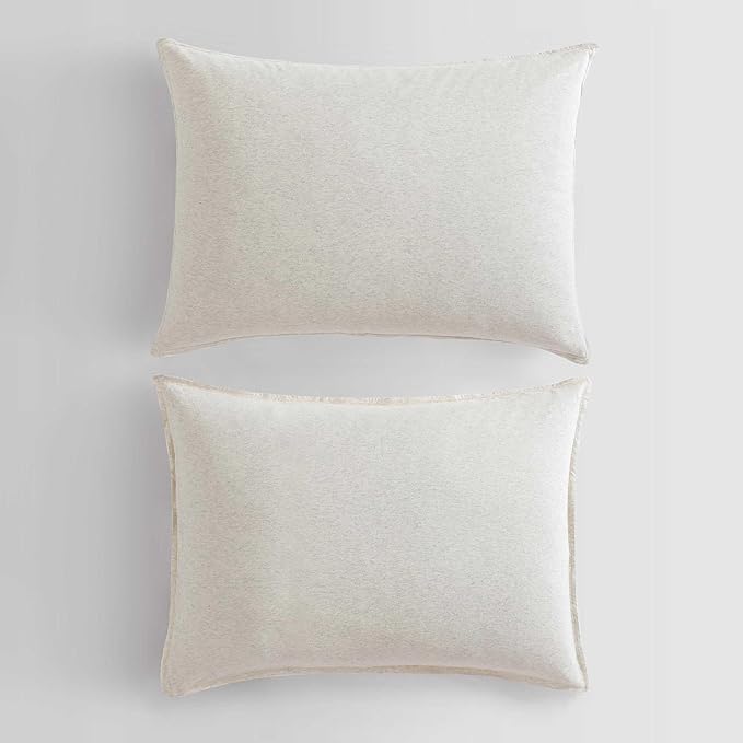 Calvin Klein - Queen Comforter Set, Luxuriously Soft Home Decor, Modern Cotton Melange Jersey Bedding (Ivory Grey Heather, Queen) - LeafyLoom