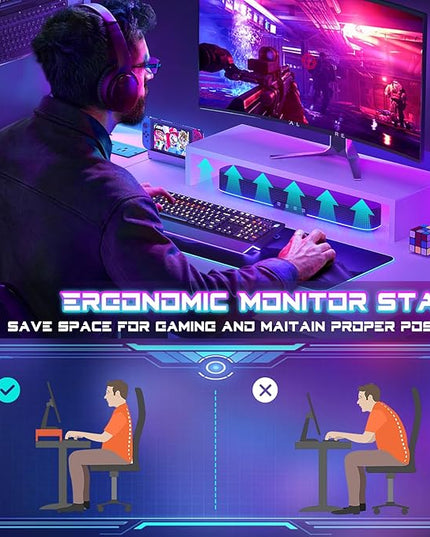 Homieasy Small Gaming Desk with Power Outlets Pegboard LED Light, 43 Inch L Shaped Computer Desk with Monitor Stand Storage Shelves, Reversible Corner Desk with Headset Hooks, White - LeafyLoom