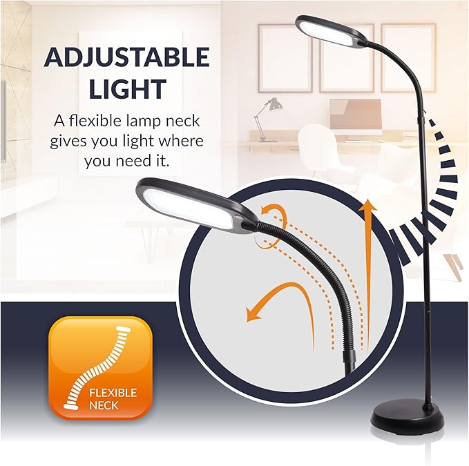 Newhouse Lighting NHFL-AP-BK Apollo LED Floor Lamp Energy-Efficient Natural Reading Artists Crafts Adjustable Gooseneck Task Light, Black - LeafyLoom