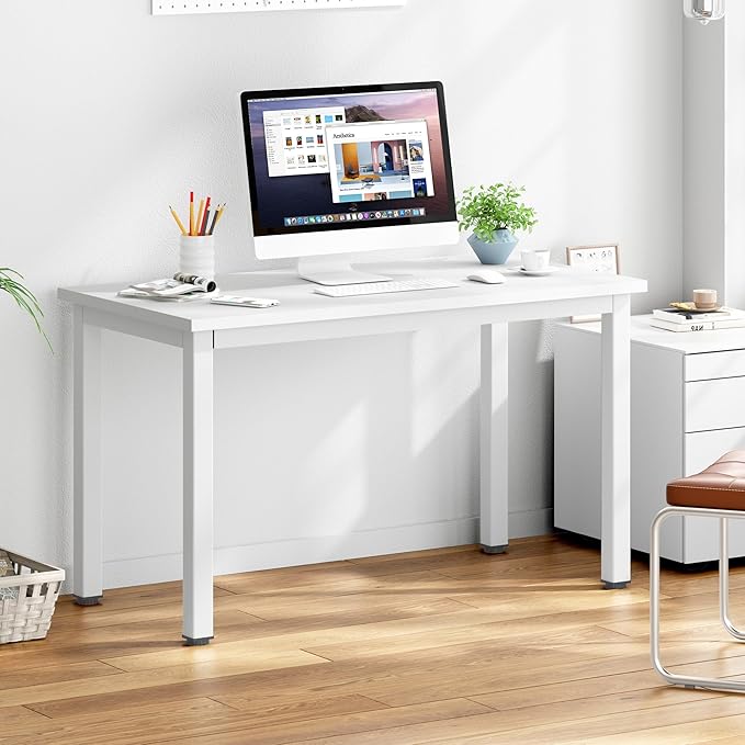 DlandHome 39 inches Small Computer Desk for Home Office Activity Table Writing Table for Small Spaces Study Table Student Laptop Desk White DND-AC3DW-100 - LeafyLoom