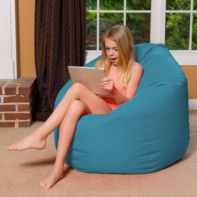 Posh Bean Bag Chair for Children, Teens & Adults - 35", Heather Teal - LeafyLoom