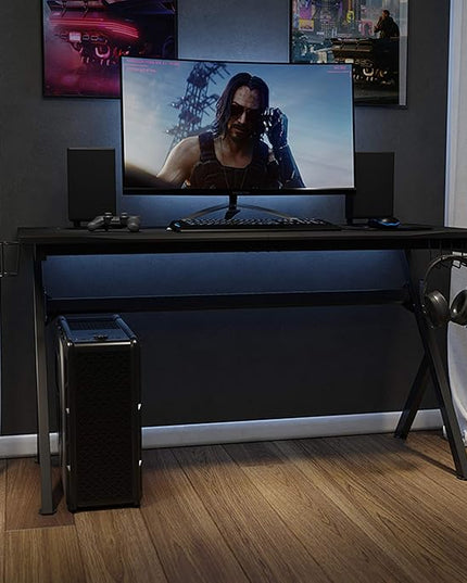 Flash Furniture Duncan 55" x 24" Extra Large Gaming Desk with Headphone Hook and Cup Holder - Free Mouse Pad - LeafyLoom