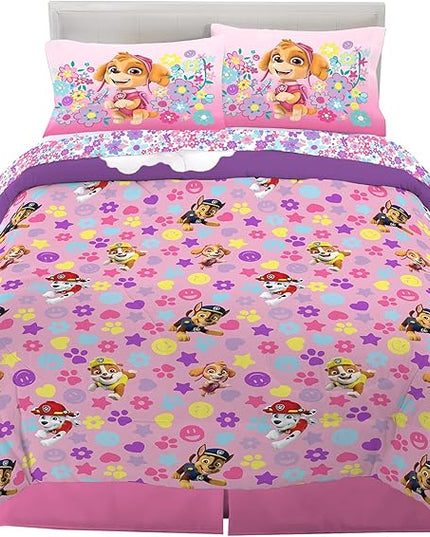 Franco Kids Bedding Super Soft Comforter and Sheet Set, 5 Piece Full Size, Paw Patrol Girls - LeafyLoom