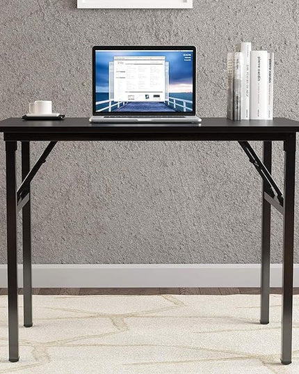 SogesGame Study Computer Desk 39.4 Inch Home Office Writing Small Desk, Modern Simple Style PC Table, Foldable Desk No Install Needed, Black - LeafyLoom