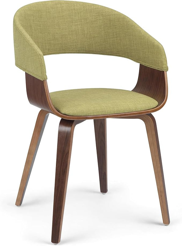 SIMPLIHOME Lowell 17 Inch Mid Century Modern Bentwood Dining Chair in Acid Green Linen Look Fabric, For the Dining Room - LeafyLoom