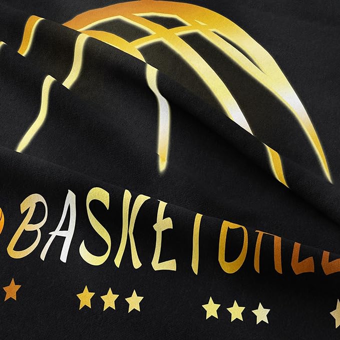 NINENINE Black and Gold Basketball Comforter Set for Boys Kids Teens Twin Size Sports Bedding Set Soft Microfiber Quilt Bed Set with 1 Comforter 1Pillowcase - LeafyLoom