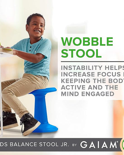 Gaiam Kids Wobble Stool Desk Chair - Alternative Flexible Seating Balance Wiggle Chair | ADHD Sensory Fidget Core Rocker Child Seat Elementary School Classroom Furniture for Student, Toddler, Ages 5-8 - LeafyLoom