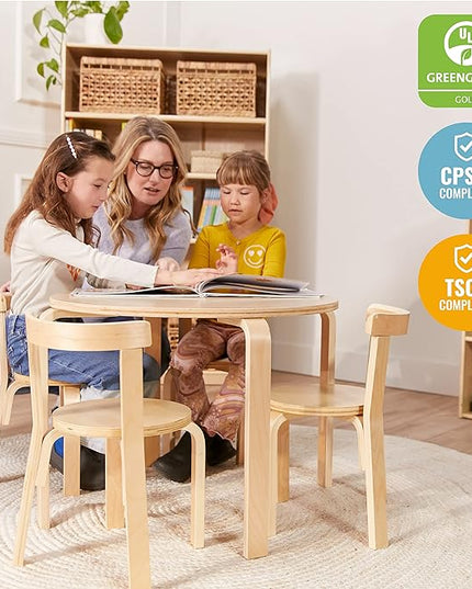ECR4Kids ECRKids Seating, 5-Piece Table and Chairs Set, Natural - LeafyLoom