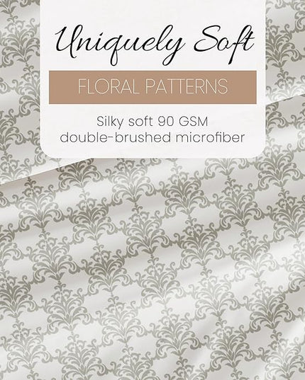 Linen Market 4 Piece Queen Bedding Sheet Set (Light Gray Floral) - Sleep Better Than Ever with These Ultra-Soft & Cooling Bed Sheets for Your Queen Size Bed - Deep Pocket Fits 16" Mattress - LeafyLoom