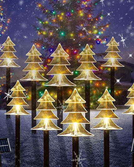 ILLUMINEW Christmas Solar Pathway Lights, Set of 10 Waterproof Landscape Christmas Lights, Stake Christmas Decorations, LED Lights for Yard Lawn Patio Walkway Decor (10PCS-Warm White-Tree) ILLUMINEW