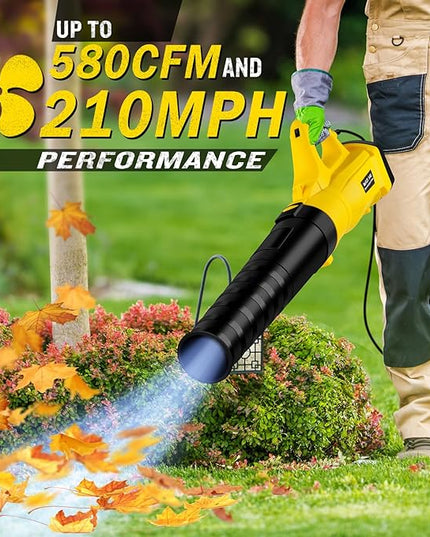 Leaf Blower, 3000W High Power Turbine Handheld Electric Leaf Blower, with 82 feet Extra Long Power Cord, 6-Gear Wind Speed Regulation, for Lawn Care, Yard, Garage, Patio, Blowing Leaves and Snow - LeafyLoom