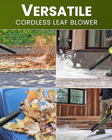 Leaf Blower Cordless, 580CFM/160MPH & 3 Speed Levels, Electric Cordless Leaf Blower with 2 * 4.0Ah Battery Powered, Blowers for Lawn Care, Blower with Extension Nozzle - LeafyLoom