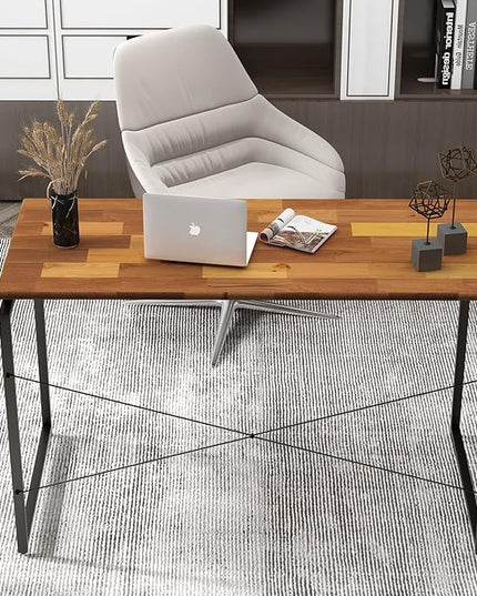 Acme Jurgen Wooden Rectangle Top Writing Desk in Oak and Black - LeafyLoom
