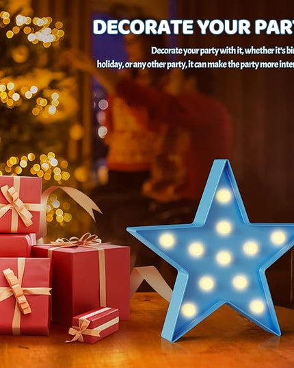 Blue Star Birthday Party Decorations, Battery Powered Star Night Light for Kids, Kids Room Decor for Bedrooms, Baby Night Light, Toddler Room Decor, Kids Room Decor, Wall Decor for Bedroom - LeafyLoom