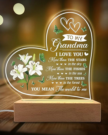 Acrylic Night Light - I Have Loved You My Whole Entire Life - Grandma Gifts from Grandkids - Rechargeable Lamp - LeafyLoom