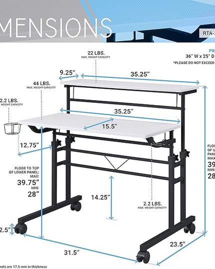 NicBex Laik-DW-00049-DX Desks, 35.25" W x 25" D x 28" H, White+Black - LeafyLoom