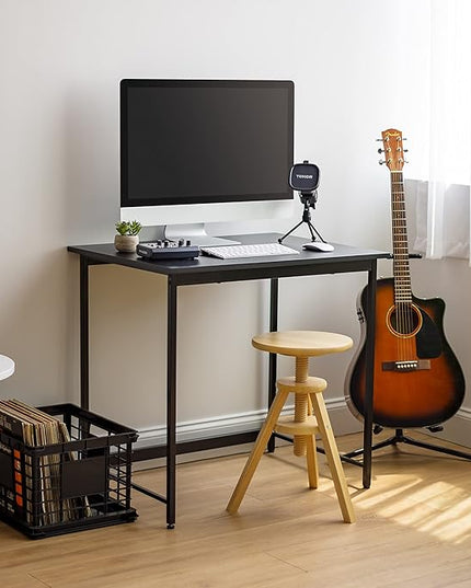 IRIS USA 32 Inch Modern Laptop and Computer Desk Office Table for Home Office, Water and Scratch Resistant Surface Gaming Desk, Easy to Assemble Black Desk - LeafyLoom