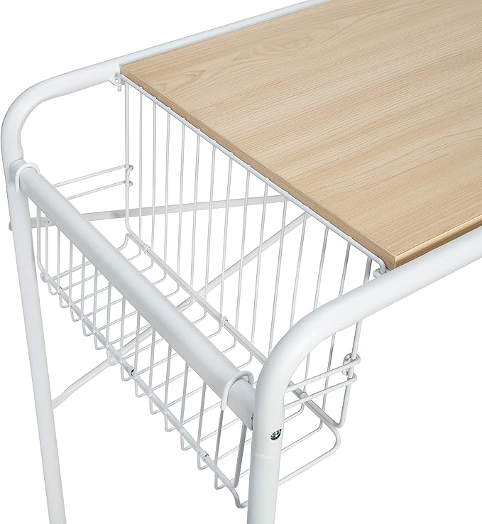 Honey-Can-Do Home Office Computer Desk with Side Basket, White OFC-09918 White - LeafyLoom