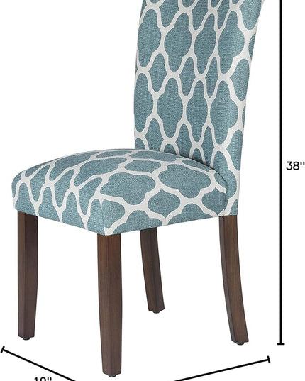 HomePop Parsons Classic Upholstered Accent Dining Chair, Set of 2, Teal and Cream Geometric - LeafyLoom